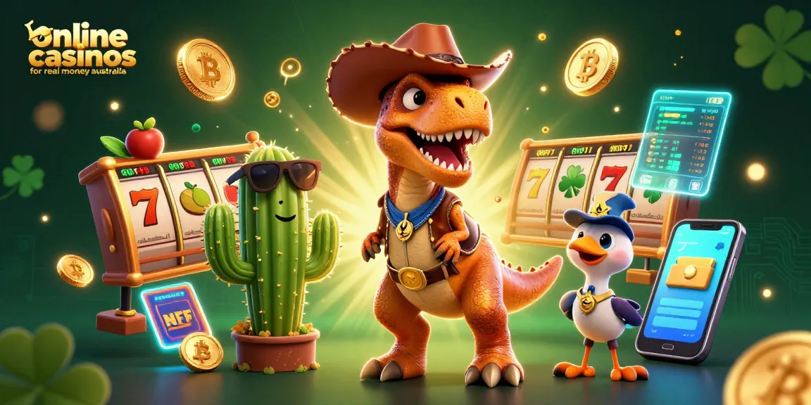 Engage with top online casinos for real money Australia featuring fun characters and vibrant gaming elements.