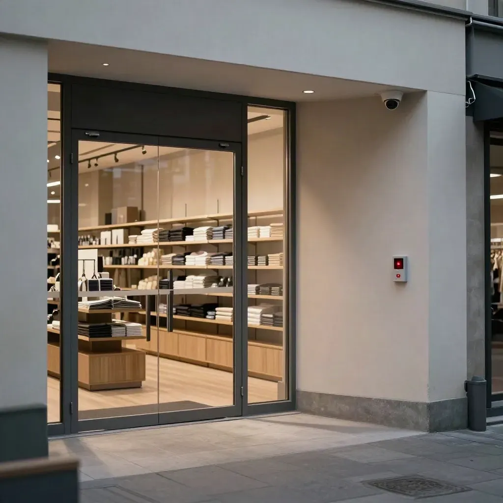 Tom butik i Västerås med larm, sensorer och skyddad entré efter stängning
