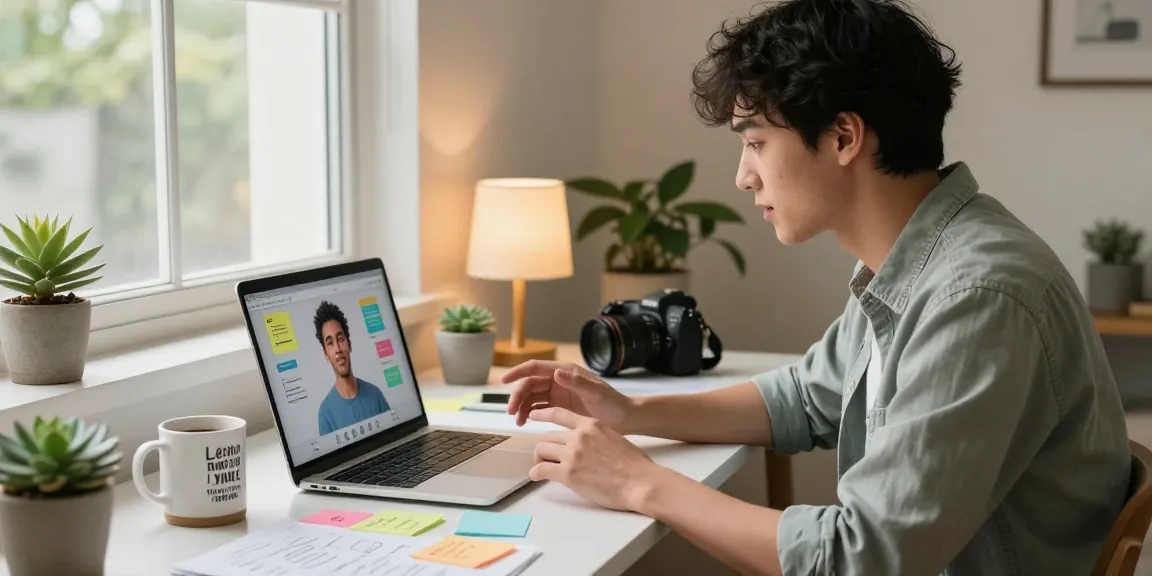 Engaging in a chat with crush on ai in a cozy home office setting, showcasing technology and comfort.